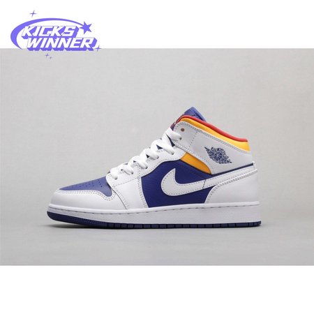 Air Jordan 1 Mid White Laser Orange Deep Royal Blue 36-40