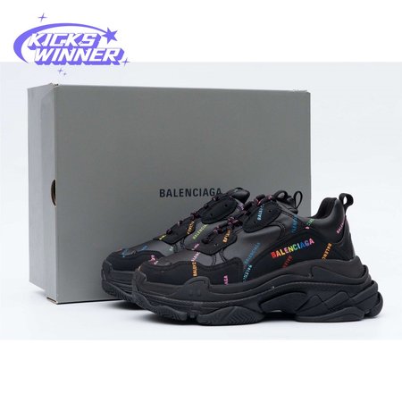 Balenciaga Triple S Allover Logo Black Rainbow (W) SIZE: 35-45