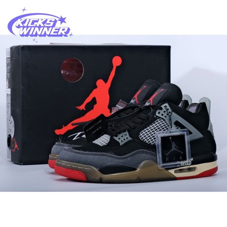 Off-White X Air Jordan 4 Bred CV9388-001 Size 40-47.5